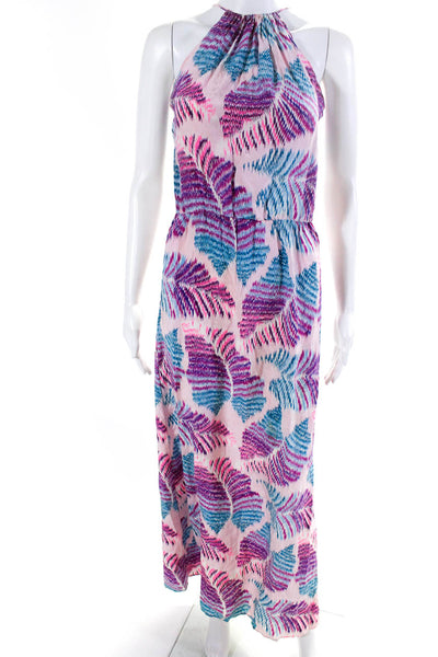 Rory Beca Womens Abstract Print Long Halter Blouson Dress Multicolor Size XS