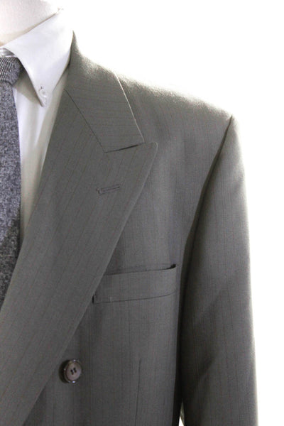 Phillipe Gabriel Men's Wool Pinstripe One Button Blazer Jacket Green Size 44