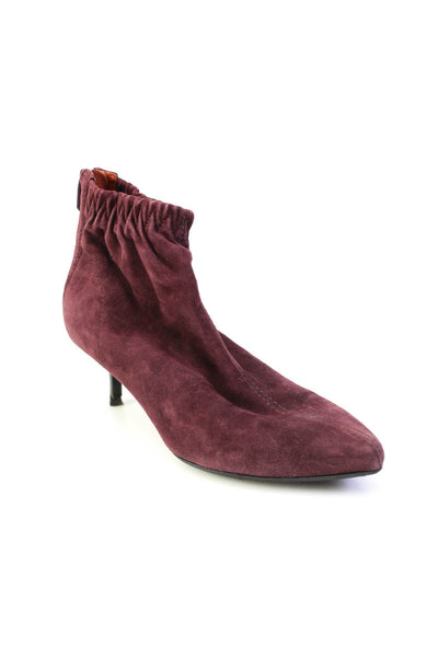 3.1 Phillip Lim Womens Suede Low Cone Heeled Zippered Ankle Boots Purple Size 7