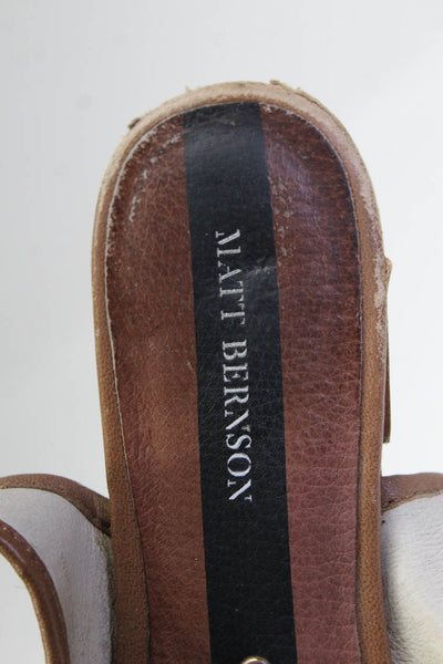 Matt Bernson Womens Woven Slingback Buckled Ankle Strap Flats Brown Size 7.5