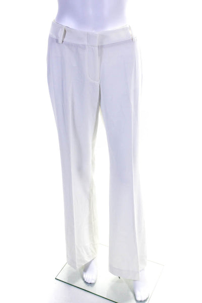BCBGMAXAZRIA Womens Woven High-Rise Flared Pants Trousers White Size Medium