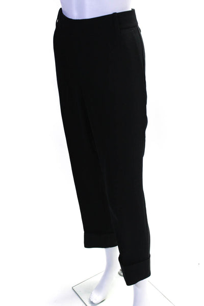 Vince Womens Woven High-Rise Straight Leg Rolled Cuff Pants Trousers Black 10