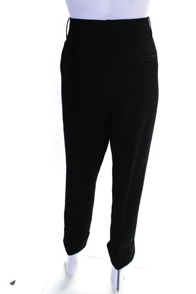 Vince Womens Woven High-Rise Straight Leg Rolled Cuff Pants Trousers Black 10