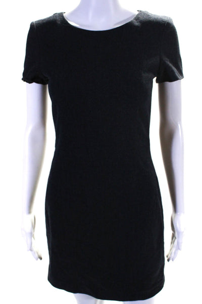 Theory Women's Scoop Neck Short Sleeves A-Line Mini Dress Black Size 0