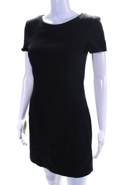 Theory Women's Scoop Neck Short Sleeves A-Line Mini Dress Black Size 0