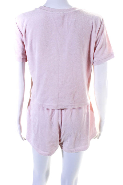 The Upside Women's Crewneck Short Sleeves Two Piece Short Set Pink Size XS