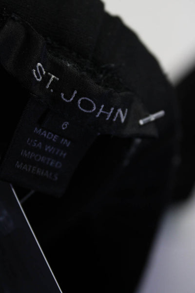 St. John Womens Elastic Waistband Pleated Straight Leg Pants Black Size 6