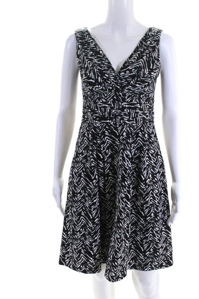 Nanette Lepore Womens Cotton Floral Print Sleeveless Dress Black White Size 0