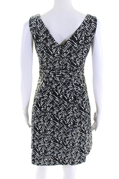 Nanette Lepore Womens Cotton Floral Print Sleeveless Dress Black White Size 0