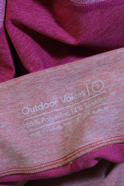 Outdoor Voices Womens Pull On Mid Rise Leggings Pink Orange Size Small