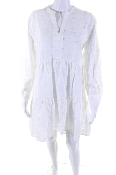Rails Womens Eyelet Button Down A Line Dress White Cotton Size Extra Small