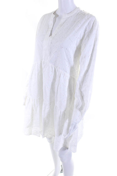 Rails Womens Eyelet Button Down A Line Dress White Cotton Size Extra Small