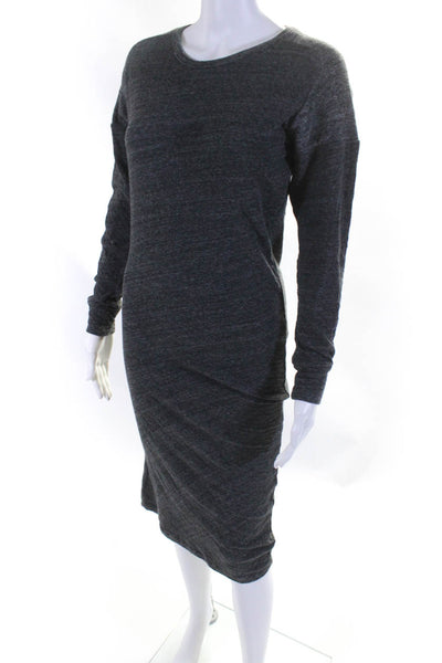 Isabel Marant Etoile Womens Long Sleeve Midi Sheath Dress Heather Gray Size S