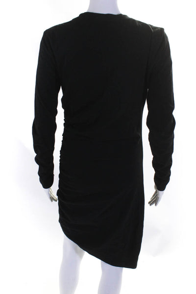 Veronica Beard Womens Cotton Long Sleeve Ruched Asymmetrical Dress Black Size S