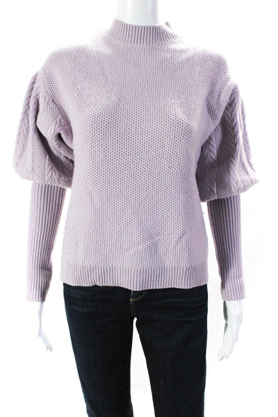 Jonathan Simkhai Womens Wool Mock Neck Pullover Sweater Top Lavender Size Small