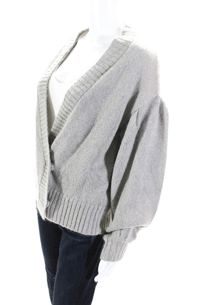 AG Adriano Goldschmied Womens Long Sleeve Rib Knit Snap Up Cardigan Gray Size XS