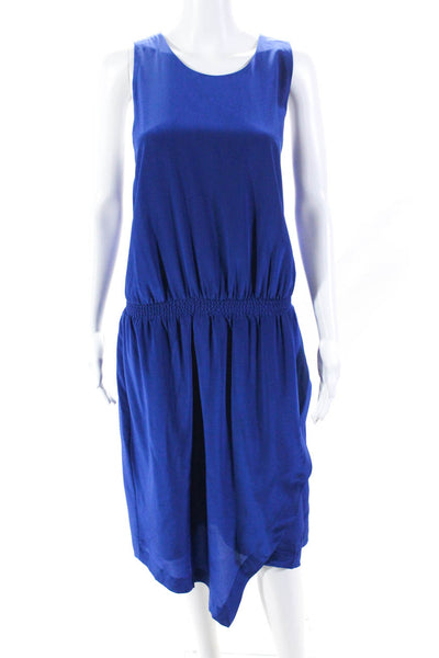 Banana Republic Women's  Smocked Waist Asymmetrical Mini Dress Blue Size 12