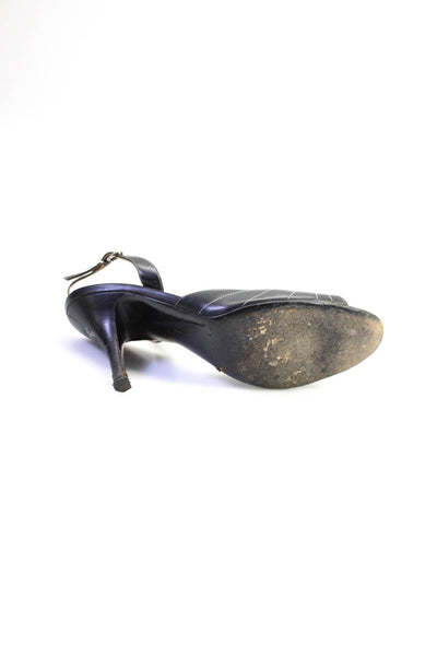 Salvatore Ferragamo Women's Open Toe Cone Heels Buckle Sandals Black Size 8.5