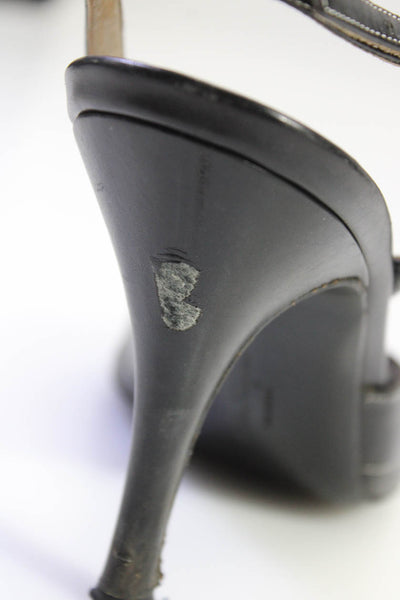 Salvatore Ferragamo Women's Open Toe Cone Heels Buckle Sandals Black Size 8.5