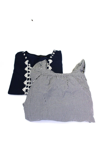 J Crew Womens Square Neck Gingham Embroidered Top Blouse Size XL Medium Lot 2