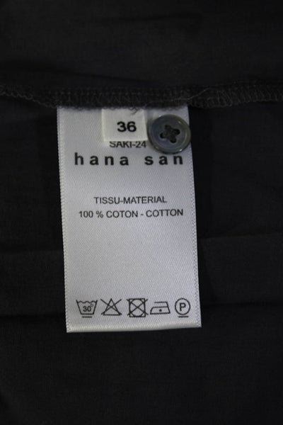 Hana San Womens Long Sleeve Button Up Tunic Shirt Blouse Gray Size FR 36