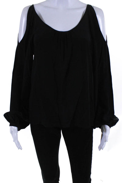 What Comes Around Goes Around Womens Cold Shoulder Scoop Neck Top Black Small