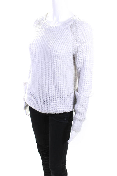 Joie Womens Open Knit Metallic Long Sleeve Mock Neck Sweater Top Gray Size XS