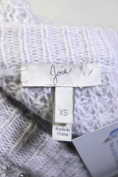 Joie Womens Open Knit Metallic Long Sleeve Mock Neck Sweater Top Gray Size XS