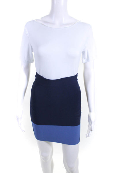 BCBGMAXAZRIA Womens Rayon Knit Mid-Rise Bodycon Short Skirt Blue Size Small