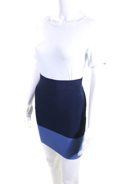 BCBGMAXAZRIA Womens Rayon Knit Mid-Rise Bodycon Short Skirt Blue Size Small