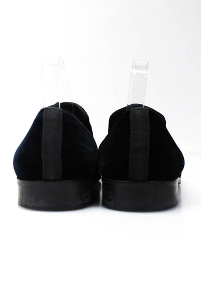 Ron White Mens Leather Velvet Cap Toe Block Heel Slip-On Loafers Blue Size 12.5
