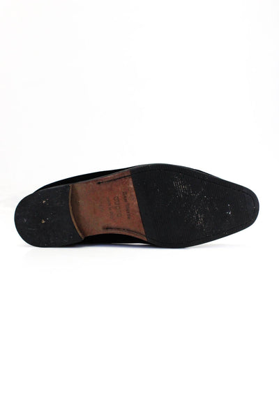 Ron White Mens Leather Velvet Cap Toe Block Heel Slip-On Loafers Blue Size 12.5