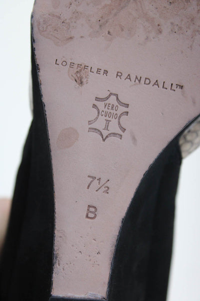 Loeffler Randall Womens Snakeskin Print Rae Wedges Black Beige Size 7.5 B