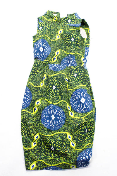 Stella Jeans Women's Cotton Abstract Print Midi Sheath Dress Green Size 38