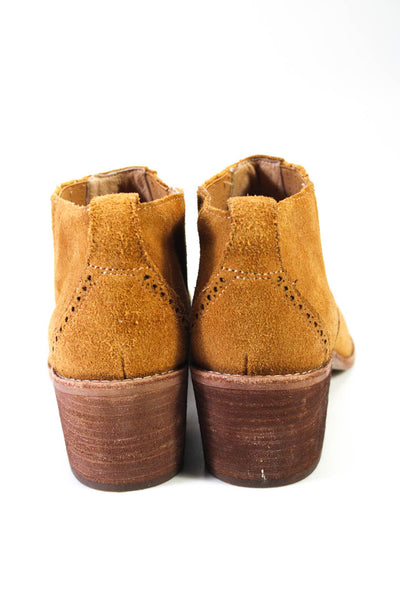 Madewell Womens Suede Pointed Toe Slip-On Block Heel Booties Brown Size 9.5