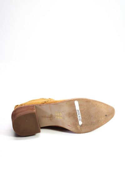 Madewell Womens Suede Pointed Toe Slip-On Block Heel Booties Brown Size 9.5