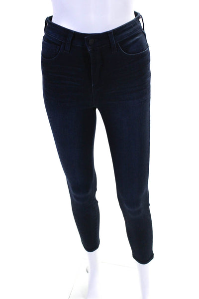 L'Agence Womens Margot High Rise Ankle Skinny Jeans Dark Blue Denim Size 26