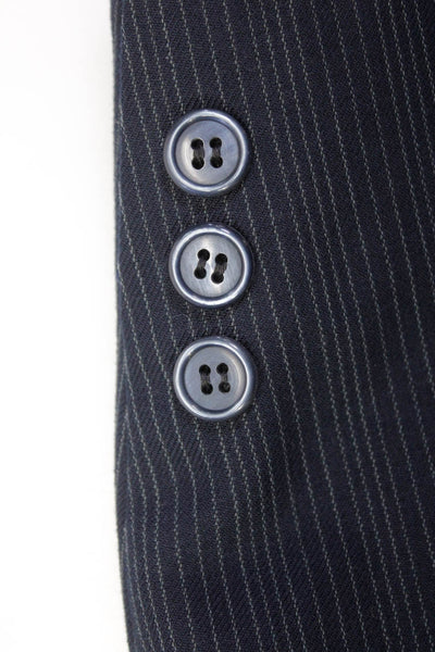 La Valbone Men's Pinstripe One-Button Lined Blazer Jacket Navy Size 40