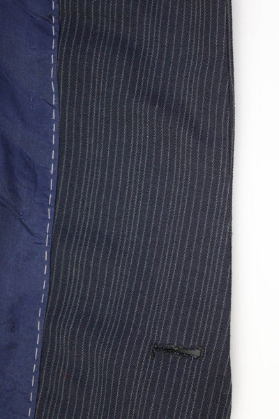 La Valbone Men's Pinstripe One-Button Lined Blazer Jacket Navy Size 40