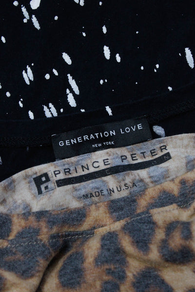 Generation Love Prince Peter Womens Cotton Animal Spot Tops Black Size S Lot 2