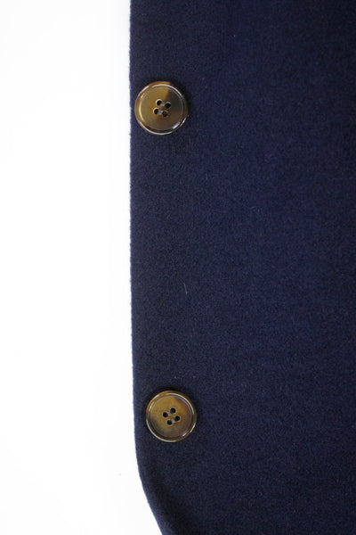 Bill Blass Mens Wool Fleece Long Sleeve Two Button Split Hem Blazer Blue Size 44
