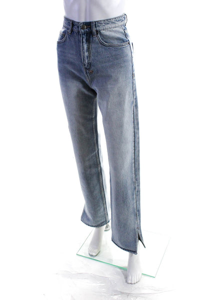 Ksubi Womens Zipper Fly High Rise Side Slit Straight leg Jeans Blue Size 23