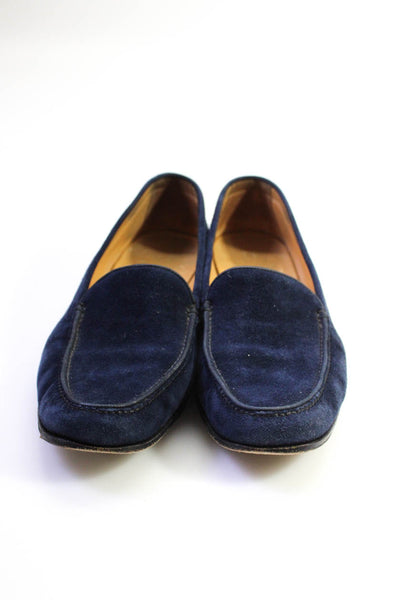 Gravati Womens Slip On Round Toe Loafers Navy Blue Suede Size 8M