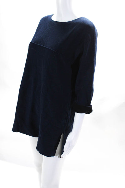 Tahari Womens Jersey 3/4 Sleeved Boat Neck Short Sweater Shift Dress Blue Size M