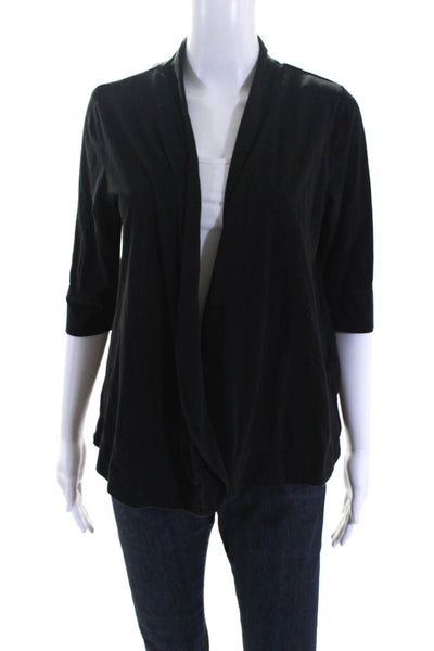 Theory Womens Open Front Half Sleeved Thin Knit Stretch Cardigan Black Size M