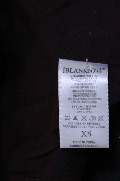 BLANKNYC Women's Collar Long Sleeve Suede Leather Moto Jacket Burgundy Size XS