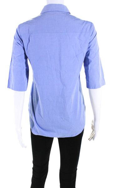 COS Women's Collar 3/4 Sleeves Button Down Shirt Blue Size 4