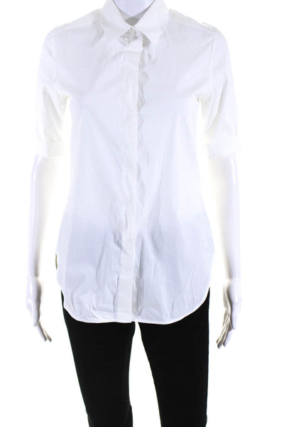 COS Women's Collar 3/4 Sleeves Button Down Shirt White Size 4
