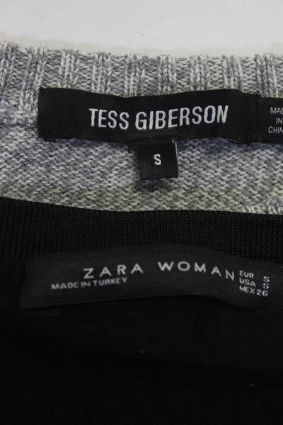 Tess Giberson Zara Woman Womens Knit Sweater Blouse Tops Gray Black Size S Lot 2