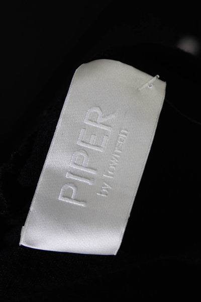 Piper Womens Cotton Embroidered Geometric Midi Shift Dress Black Size S
